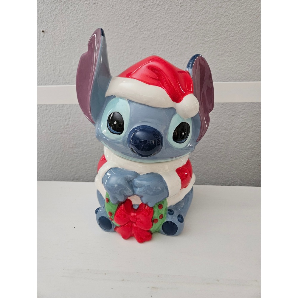 Zrike Brands Stitch Cookie Jar Blue Santa Christmas Disney